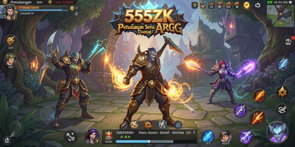 Gameplay 555ZK yang menantang dalam petualangan ARPG.
