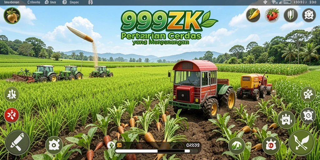 Gameplay seru dalam mengelola ladang dan panen di 999ZK.