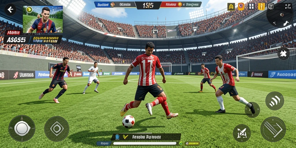 Tangkapan layar gameplay ASG55 menampilkan aksi olahraga yang seru.