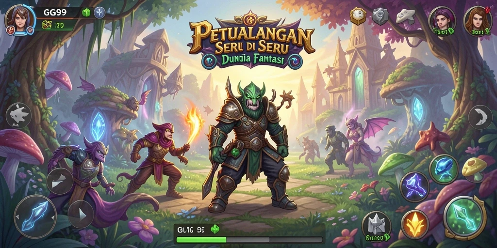 Screenshot utama GG99 menampilkan aksi seru karakter dalam permainan petualangan.
