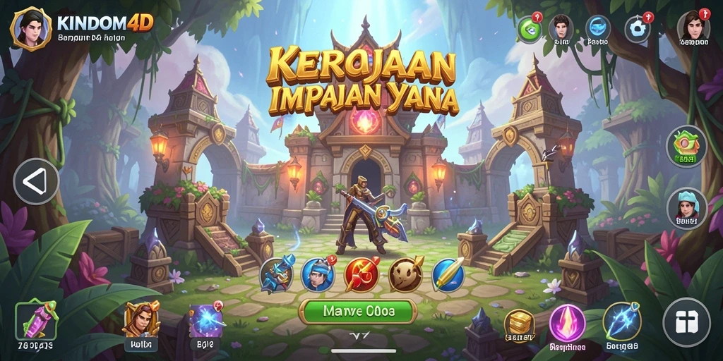 Tampilan menarik dari gameplay pengelolaan kerajaan di KINDOM4D.