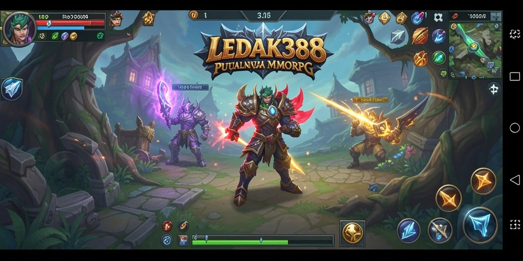 Gameplay menarik di dunia fantasi LEDAK388 dengan karakter dan monster.