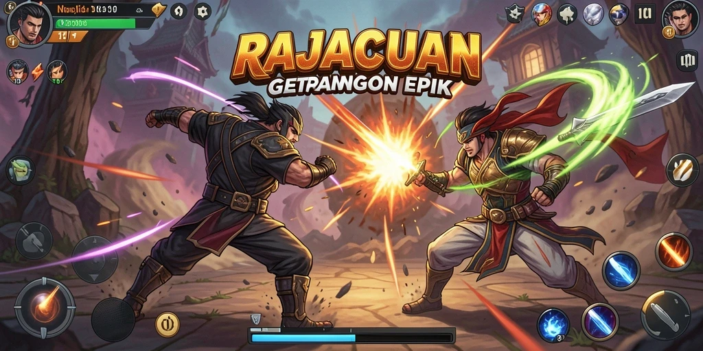 Tangkapan layar gameplay RAJACUAN menampilkan aksi pertarungan intens.